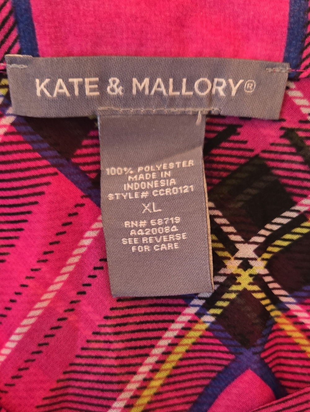 Kate & Mallory Pink Plaid Top, Duster or Dress with Black & Yellow Accents - Picture 7 of 8